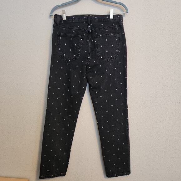 Current/Elliott The Vintage Cropped Slim Black Polka Dot Jeans Size 31 - Picture 11 of 13